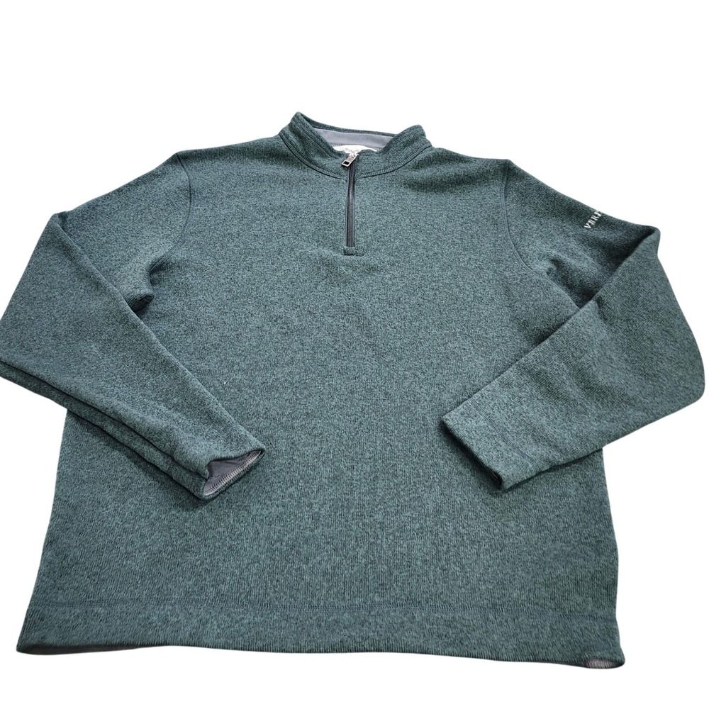 Peter Millar Mens XL Quarter Zip Pullover Sweater Heather Green Mock Neck